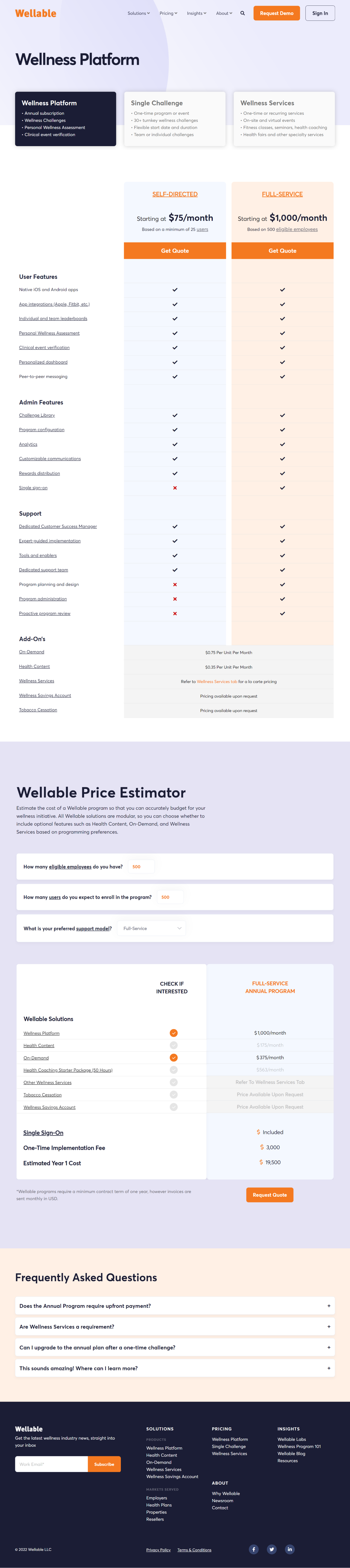 Pricing Page Calculator